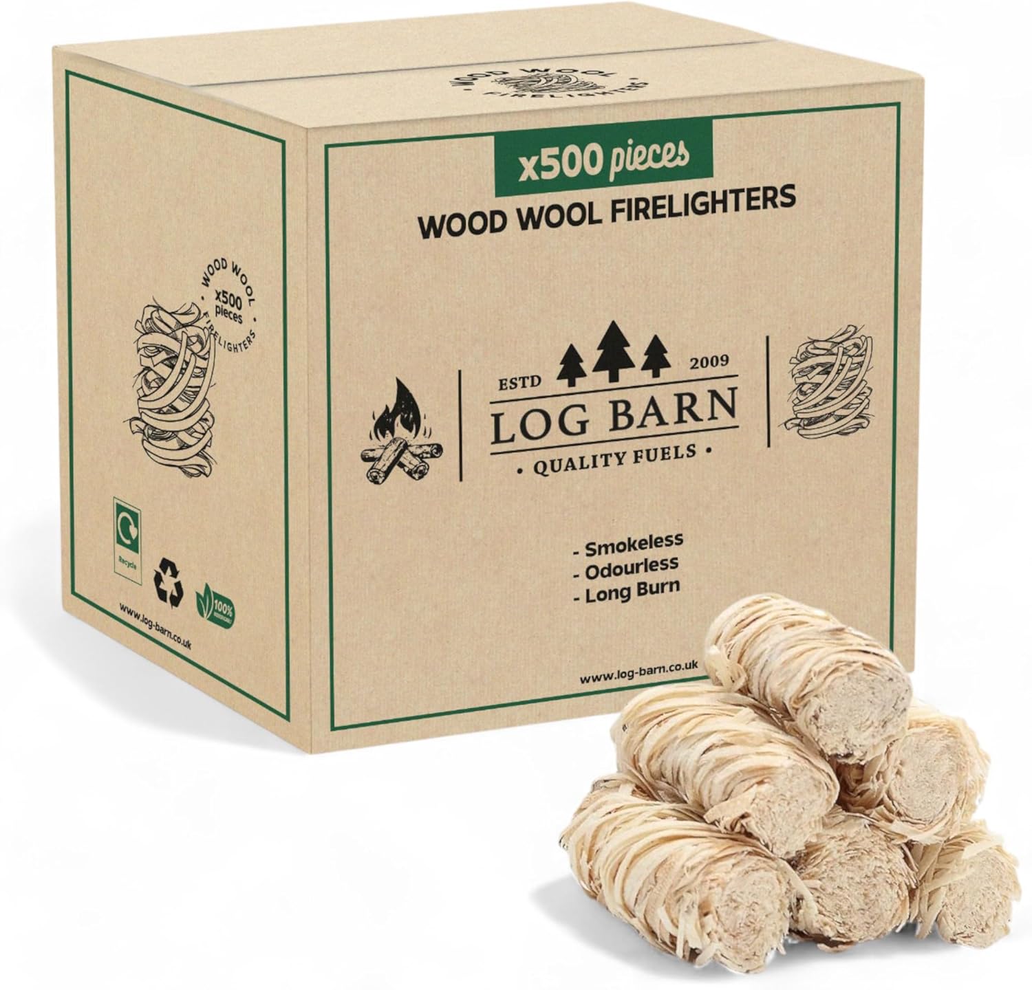 500 Allume-Feu naturels pour poêle à bois