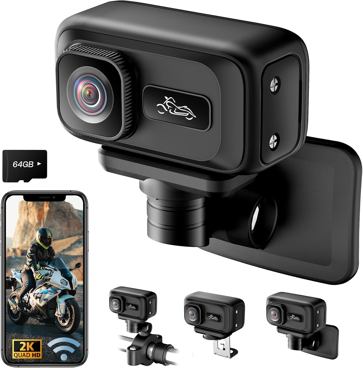 Caméra moto 2K grand angle