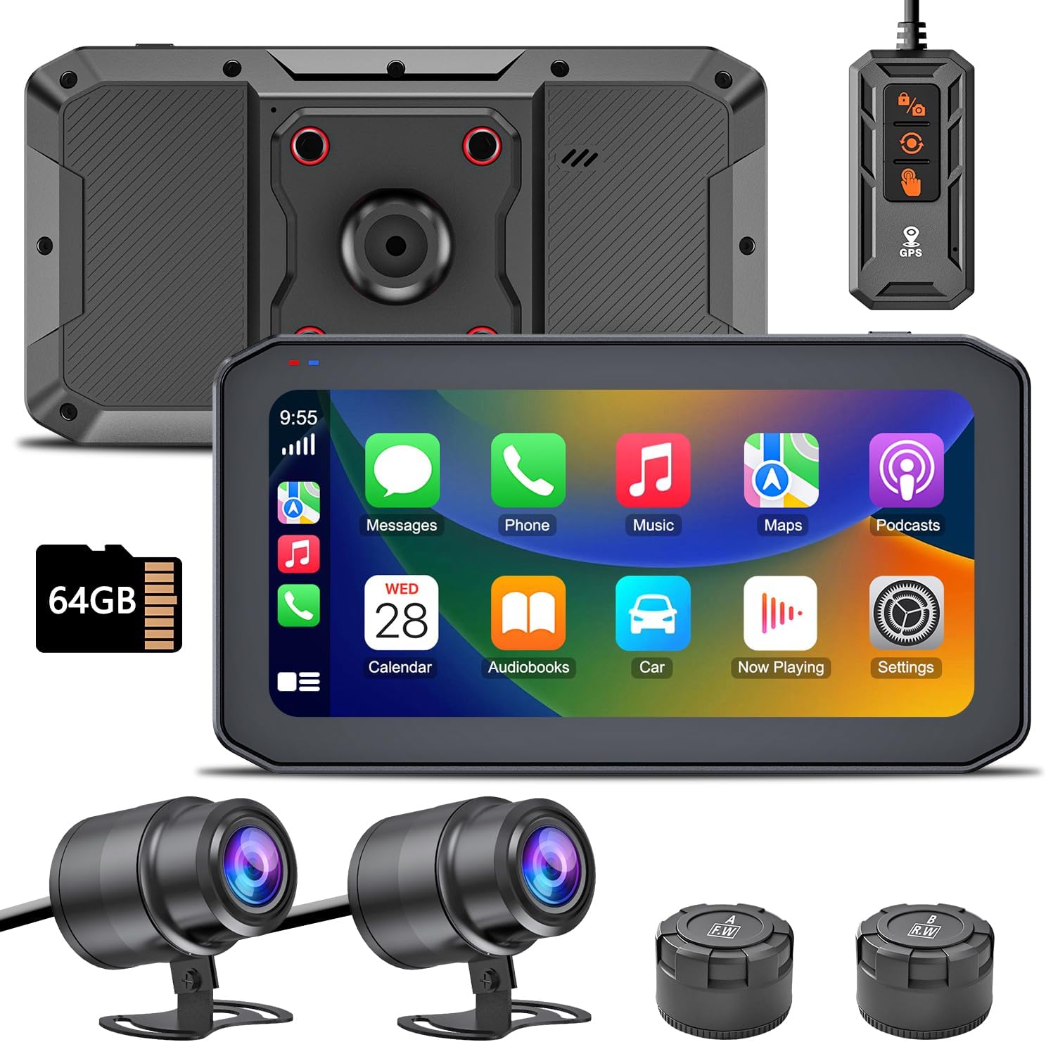 Dashcam moto avec CarPlay Android avant arrière 2K