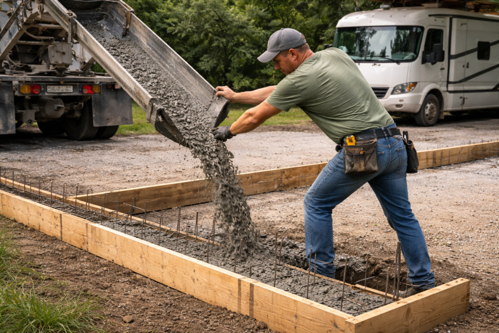 fondations carport camping car