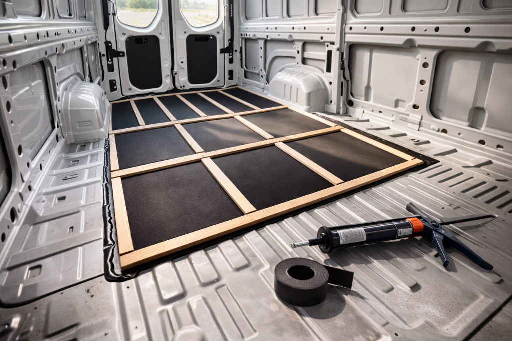 plancher bois van aménagé